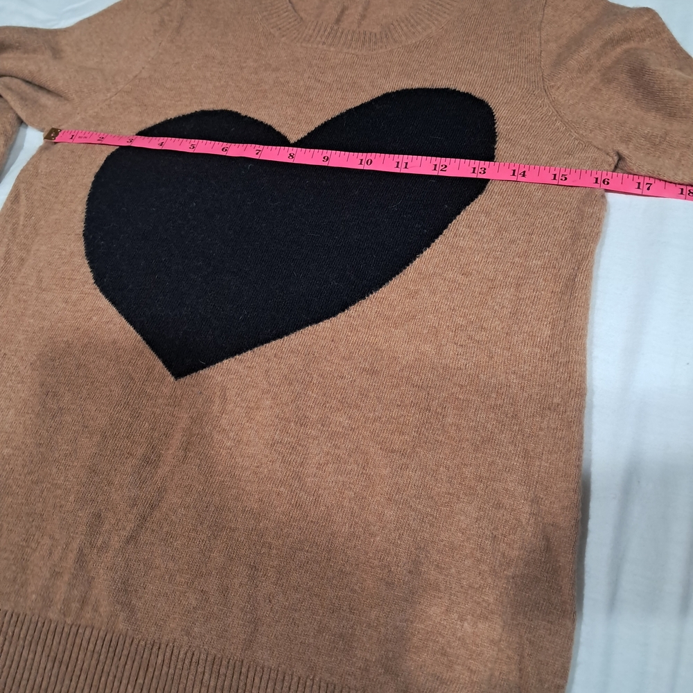​J. Crew Merino Wool & Alpaca Blend Heart Sweater - Camel/Black - S - Picture 3 of 10